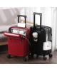 Front Pocket Carry-on Luggage with USB Port Spinner Wheels - Red