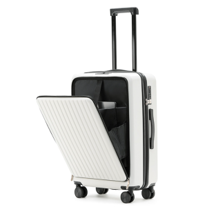 Carry-on Luggage PC Hardside Rolling Suitcase with Spinner Wheel TSA Lock - White
