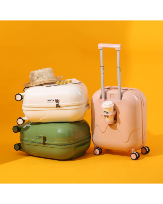 Carry-on Ice Cream Luggage PC Hardside Rolling Suitcase with Spinner Wheel TSA Lock 
