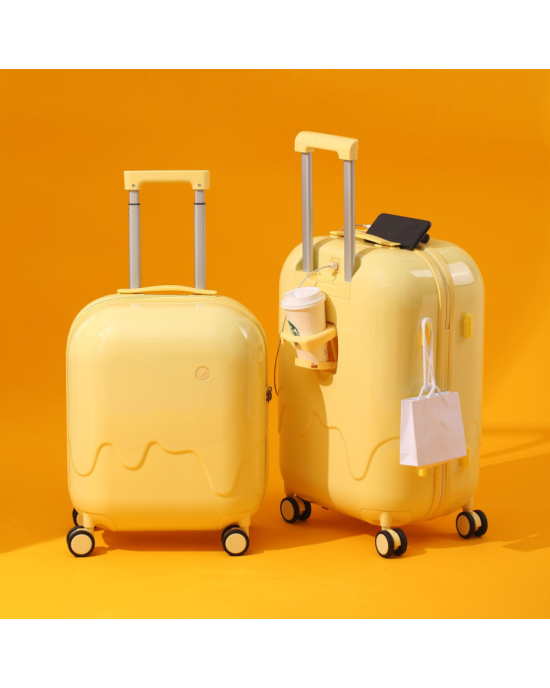 Carry-on Ice Cream Luggage PC Hardside Rolling Suitcase with Spinner Wheel TSA Lock 