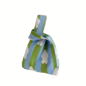 Knitted Elastic Tote Bag Handbag for Women - Cloud