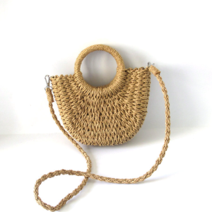 Handmade Woven Shoulder Crossbody Semicircle Beach Bags Women