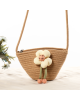 Mini Woven Beach Shoulder Tote Shell Bag for Women - Flower