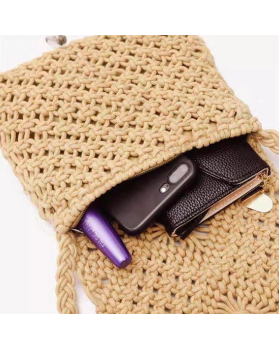 Retro Crochet Crossbody Shoulder Bag for Women Woven Fringe Bobo Summer Beach Bags 