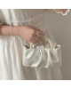 Evening Clutch Pearl Soft Leather Ruched Crossbody Bags Purses for Women Ladies 