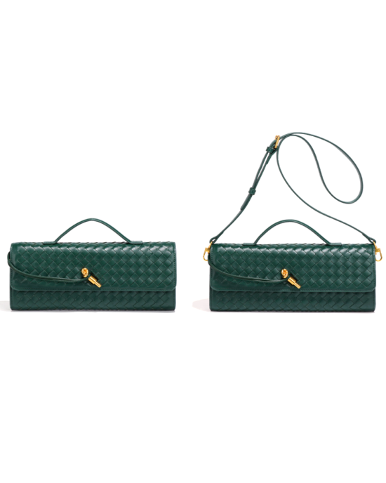 Elegant Chic Woven Clutch Purses Handbag for Women Ladies - Gold