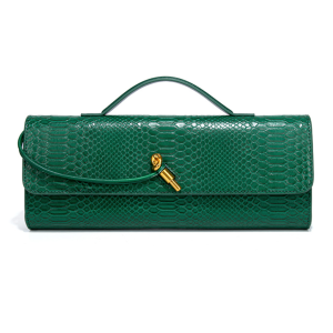 Evening Clutch Purses for Women Crocodile PU Leather Crossbody Bag - Emerald