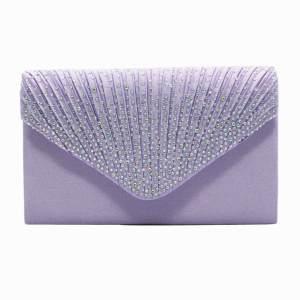 Formal Evening Rhinestone Envolope Clutch Purses Handbags for Wedding Party - Pastel Purple