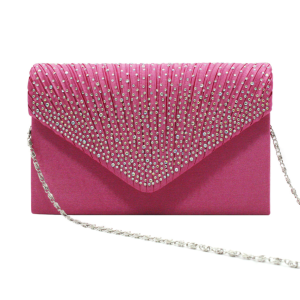 Formal Evening Rhinestone Envolope Clutch Purses Handbags for Wedding Party - Pink