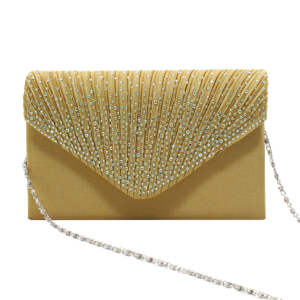 Formal Evening Rhinestone Envolope Clutch Purses Handbags for Wedding Party - Gold