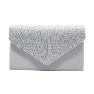 Formal Evening Rhinestone Envolope Clutch Purses Handbags for Wedding Party - Silver