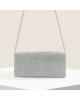 Women's Evening Bag Clutch Purse Glitter Party Wedding Handbag with Chain - Silver