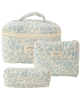 3 Pcs Floral Cotton Travel Makeup Bag Cosmetics Organizer Toiletry Bag Case 
