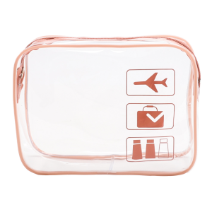 Clear Toiletries Bags Quart Size Travel Makeup Cosmetic Carry on Airport Airline Compliant Bag - Rose Gold