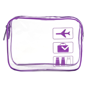 Clear Toiletries Bags Travel Makeup Carry on Airport Airline Compliant Bag - Purple