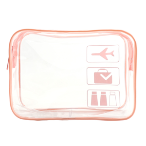 Clear Toiletries Bags Travel Makeup Carry on Airport Airline Compliant Bag - Pink
