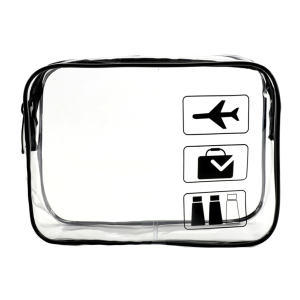 Clear Toiletries Bags Travel Makeup Carry on Airport Airline Compliant Bag - Black