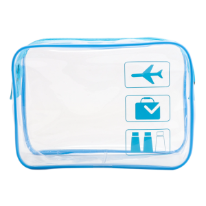 Clear Toiletries Bags Travel Makeup Carry on Airport Airline Compliant Bag - Blue