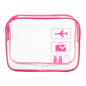 Clear Toiletries Bags Travel Makeup Carry on Airport Airline Compliant Bag - Rose Red
