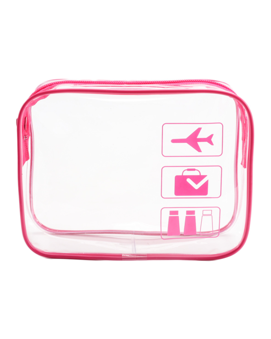 Clear Toiletries Bags Travel Makeup Carry on Airport Airline Compliant Bag - Rose Red