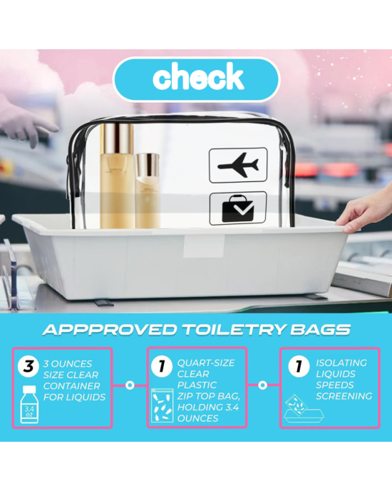 Clear Toiletries Bags Travel Makeup Carry on Airport Airline Compliant Bag - Green