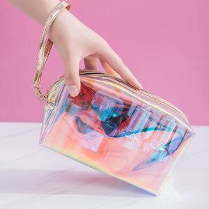 2 Pieces Holographic Makeup Bag Clear PVC Makeup Bag