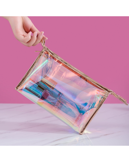 2 Pieces Holographic Makeup Bag Clear PVC Makeup Bag