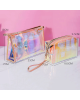 2 Pieces Holographic Makeup Bag Clear PVC Makeup Bag