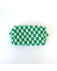 2 Pcs Knit Cosmetic Checkered Makeup Bag - Green