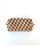2 Pcs Knit Cosmetic Checkered Makeup Bag - Brown