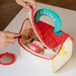 Adorable Cute Cartoon Puffy Red Club House Plush Travel Makeup Bags 