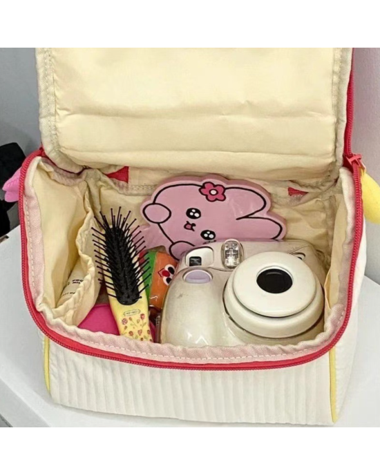 Adorable Cute Cartoon Puffy Red Club House Plush Travel Makeup Bags 