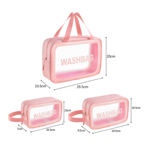  3Pcs Portable PVC Waterproof Toiletries Travel Makeup Bags 