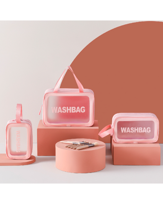  3Pcs Portable PVC Waterproof Toiletries Travel Makeup Bags 