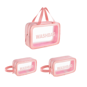  3Pcs Portable PVC Waterproof Toiletries Travel Makeup Bags 
