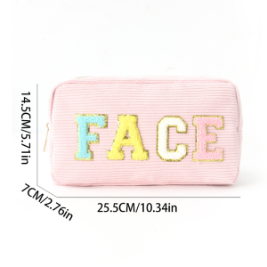 4 Pcs Cute Corduroy Fuzzy Plush Travel Girls Makeup Pouch Bags 