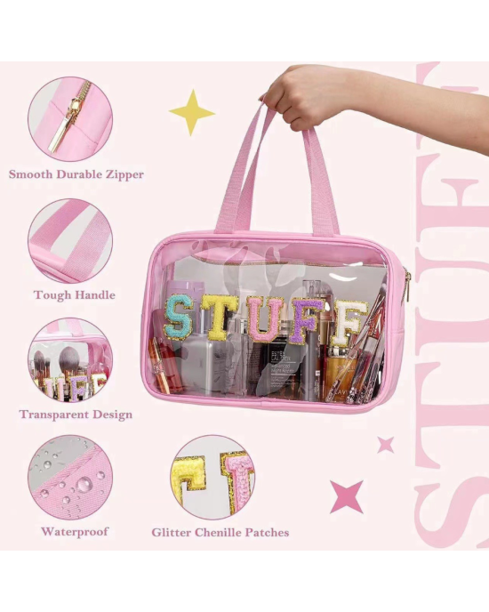  Waterproof Stuff Clear Zipper Nylon & PVC Travel Makeup Pouch Bags 