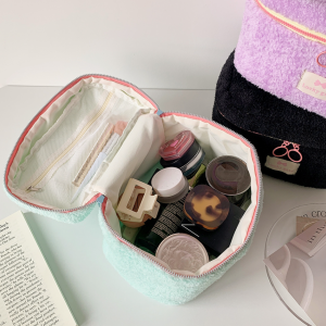 Plush Capacity Soft Makeup Bag with Handle