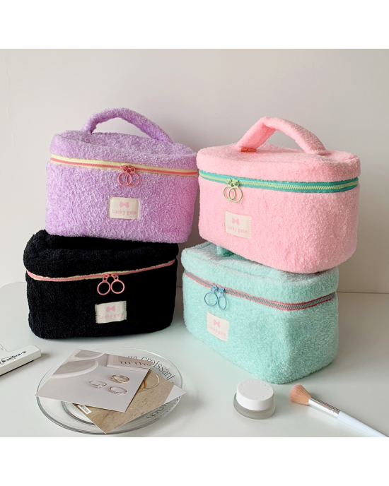 Plush Capacity Soft Makeup Bag with Handle