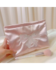 Satin Embroidery Makeup Bag with Bow Purse Zipper Cosmetic Pouch
