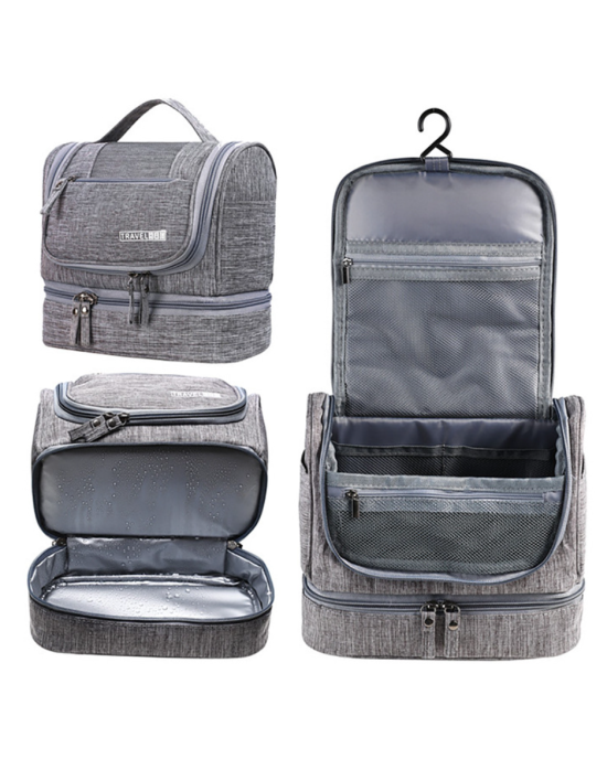 Dry and Wet Separation Water-resistant Makeup Cosmetic Bag Travel Toiletry Bag with Hanging Hook
