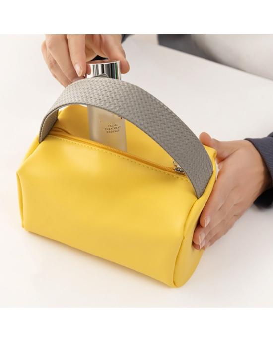 PU Leather Waterproof Makeup Bag with Handle