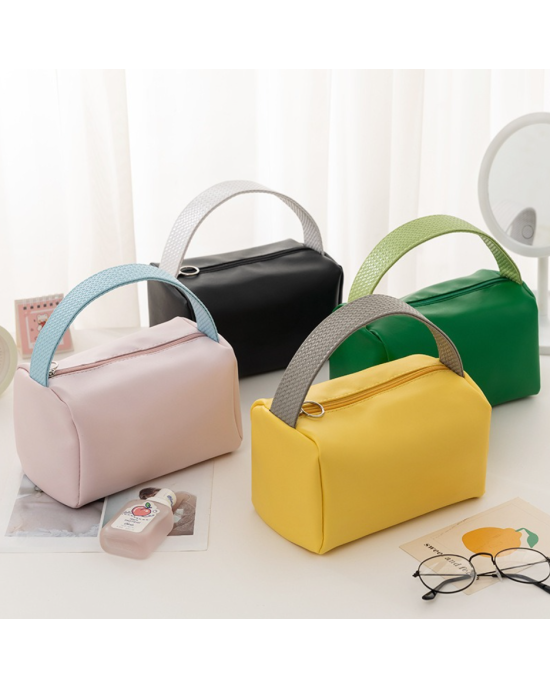 PU Leather Waterproof Makeup Bag with Handle