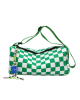 Checkered Canvas Boston Crossbody Bag - Green