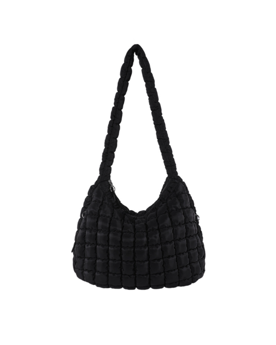 Large Puffer Tote Bag for Women Quilted Crossbody Hobo Bag - Black