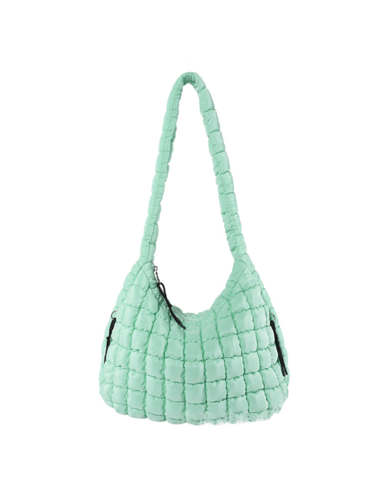 Large Puffer Tote Bag for Women Quilted Crossbody Hobo Bag - Egg Blue