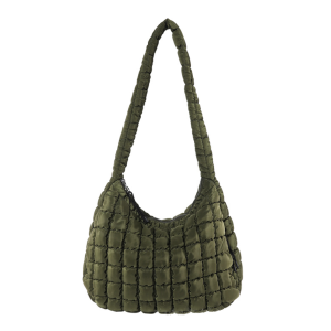 Large Puffer Tote Bag for Women Quilted Crossbody Hobo Bag - Army Green