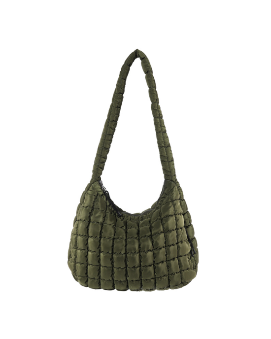 Large Puffer Tote Bag for Women Quilted Crossbody Hobo Bag - Army Green