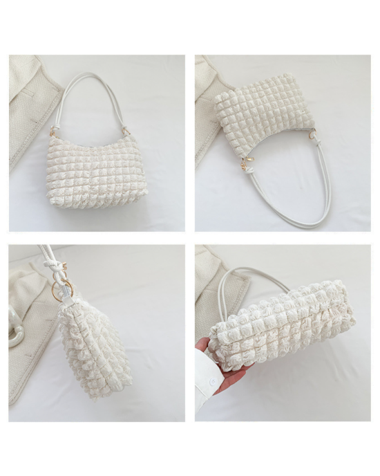 Quilted Tote Shoulder Handbags Puff Purse - Coffee