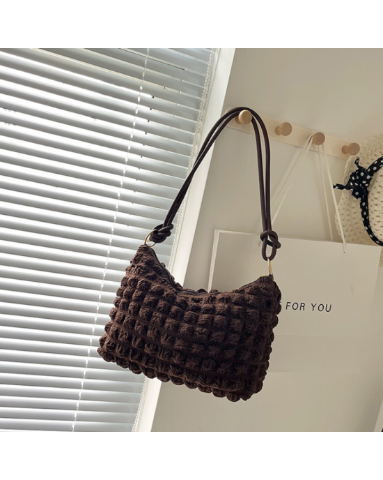 Quilted Tote Shoulder Handbags Puff Purse - Coffee